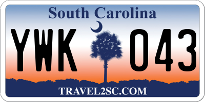 SC license plate YWK043