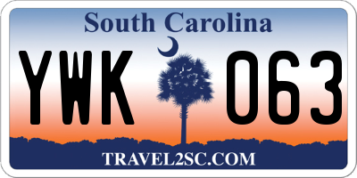 SC license plate YWK063