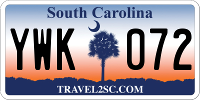 SC license plate YWK072