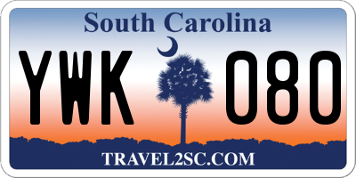 SC license plate YWK080