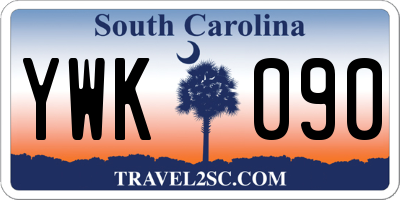 SC license plate YWK090