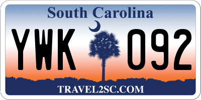 SC license plate YWK092
