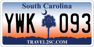 SC license plate YWK093