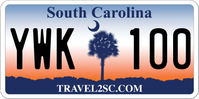 SC license plate YWK100