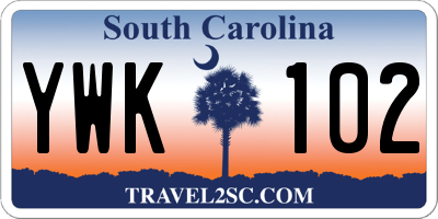 SC license plate YWK102