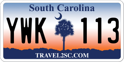 SC license plate YWK113