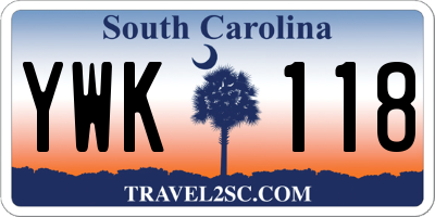 SC license plate YWK118