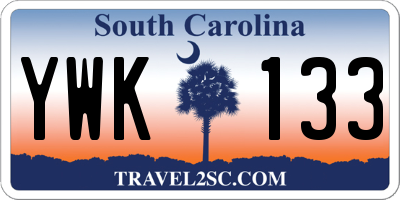 SC license plate YWK133