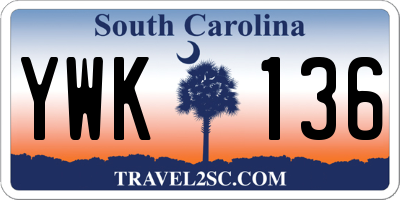 SC license plate YWK136