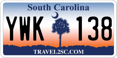 SC license plate YWK138