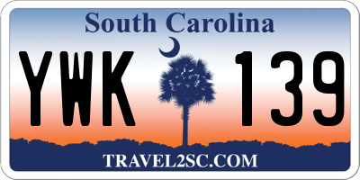 SC license plate YWK139