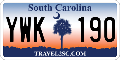 SC license plate YWK190