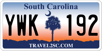 SC license plate YWK192