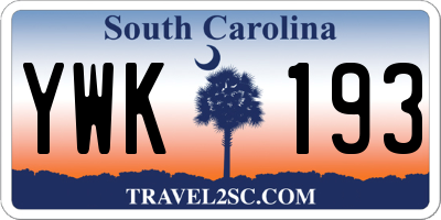 SC license plate YWK193