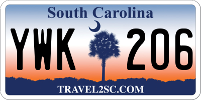 SC license plate YWK206