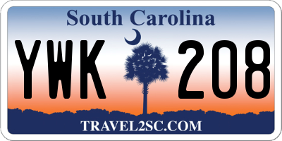 SC license plate YWK208