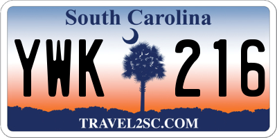 SC license plate YWK216