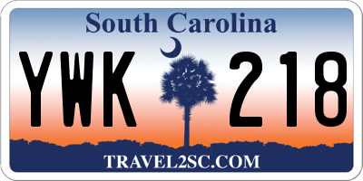SC license plate YWK218