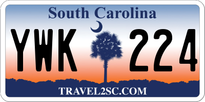 SC license plate YWK224