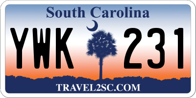 SC license plate YWK231