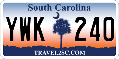 SC license plate YWK240