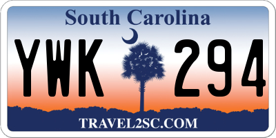 SC license plate YWK294
