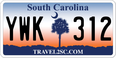 SC license plate YWK312