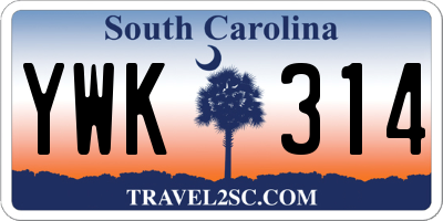 SC license plate YWK314