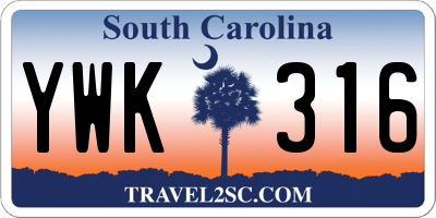 SC license plate YWK316