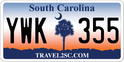 SC license plate YWK355
