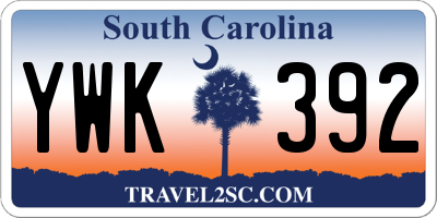SC license plate YWK392