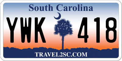 SC license plate YWK418