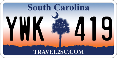 SC license plate YWK419