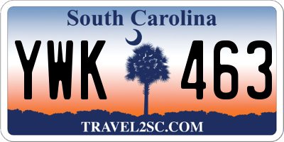 SC license plate YWK463