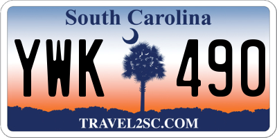 SC license plate YWK490