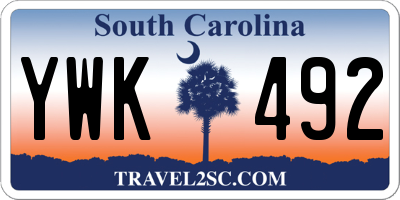 SC license plate YWK492