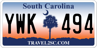 SC license plate YWK494