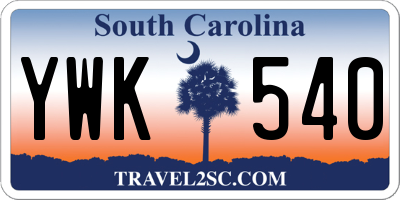 SC license plate YWK540