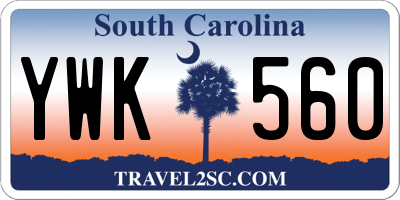 SC license plate YWK560