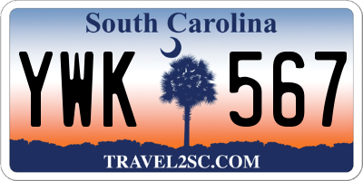 SC license plate YWK567