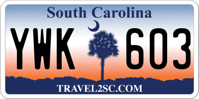 SC license plate YWK603