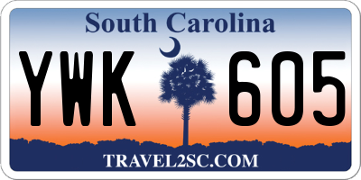 SC license plate YWK605