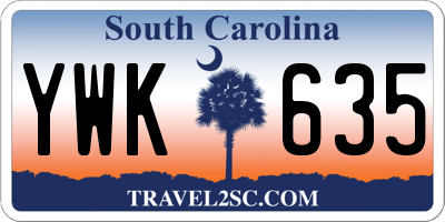 SC license plate YWK635