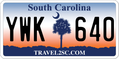 SC license plate YWK640