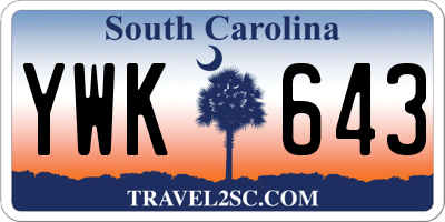 SC license plate YWK643