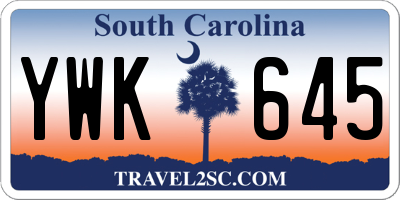 SC license plate YWK645