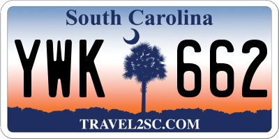SC license plate YWK662