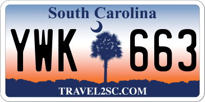 SC license plate YWK663