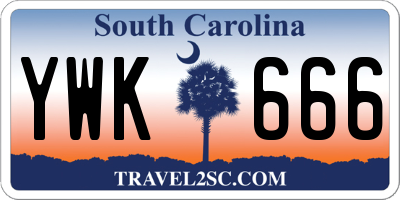 SC license plate YWK666