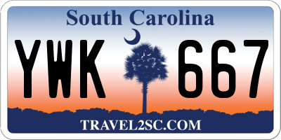 SC license plate YWK667